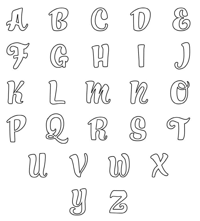Printable Cursive Alphabet Bubble Letters
