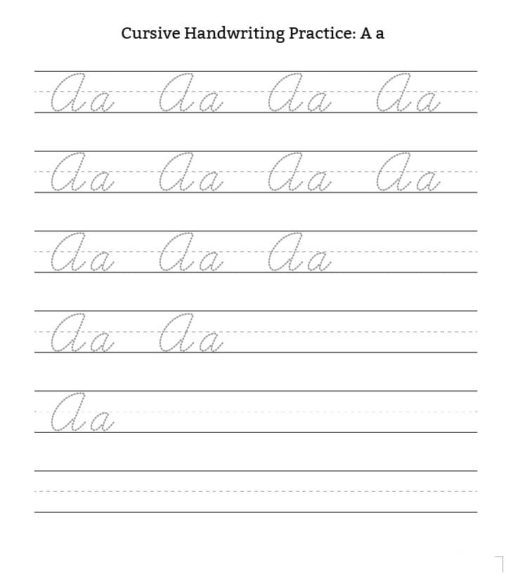 Printable Cursive Handwriting Letter A