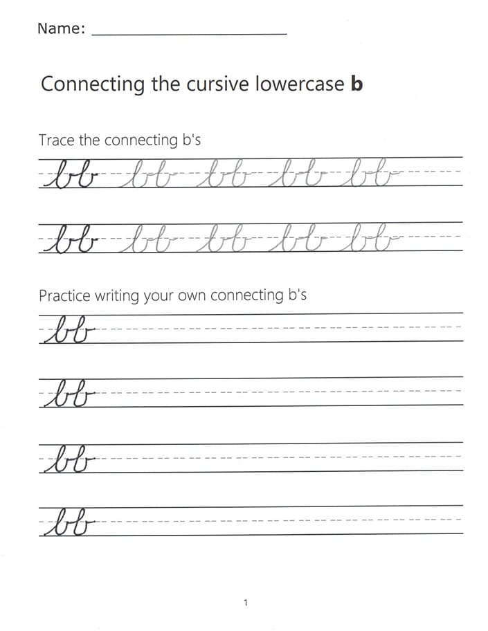 Printable Cursive Letter B Lowercase