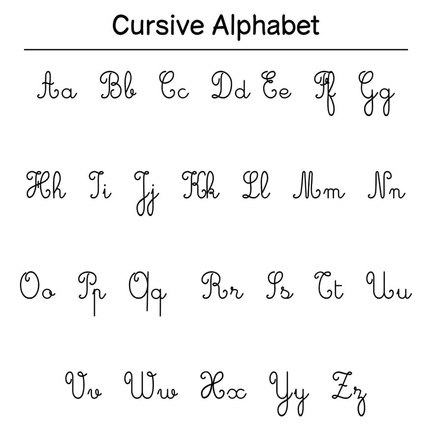 Printable Cursive Letters In Alphabet