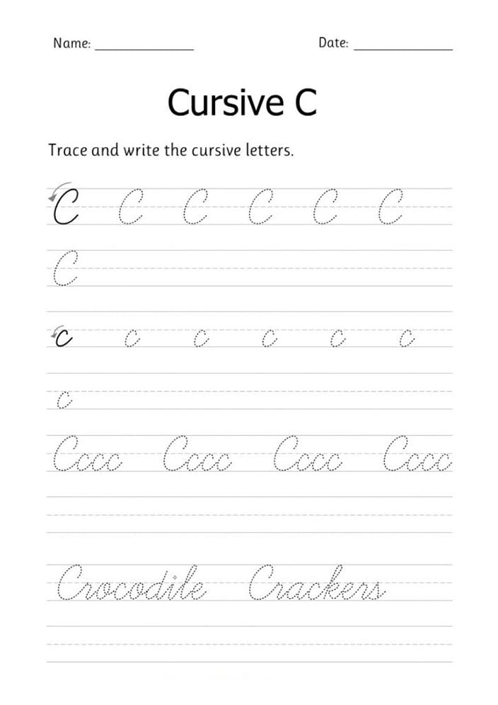 Printable Cursive Writing Letter C