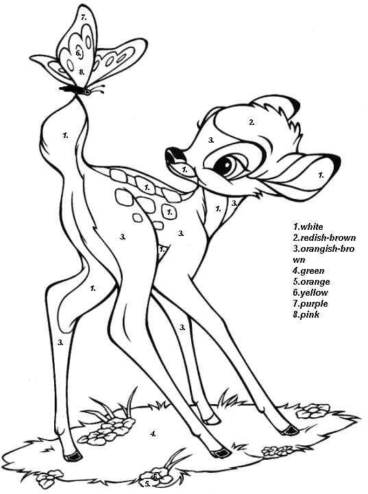 Printable Cute Bambi Paint by Number