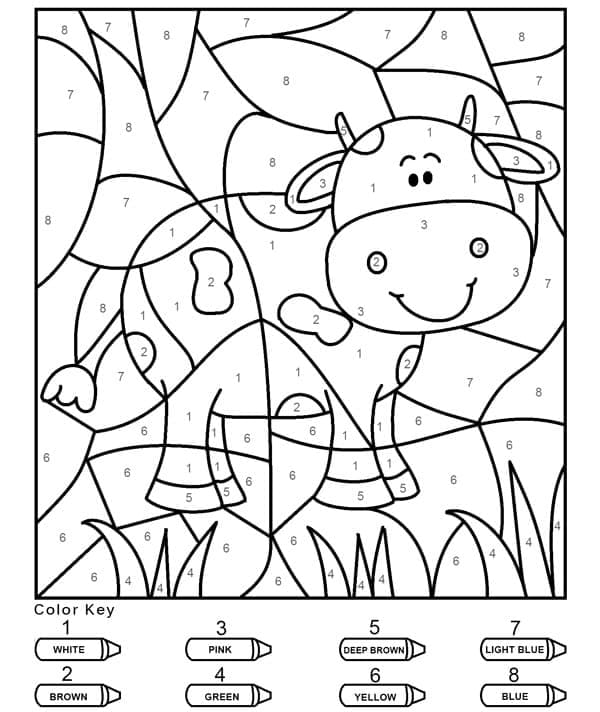 Printable Cute Cow Paint by Number