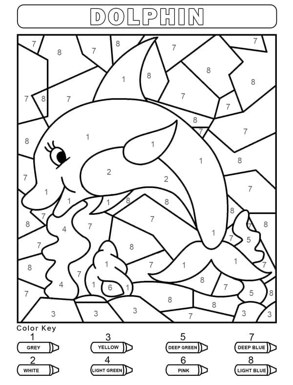Printable Cute Dolphin Paint by Number