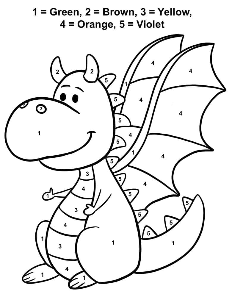 Printable Cute Dragon Paint by Number 2