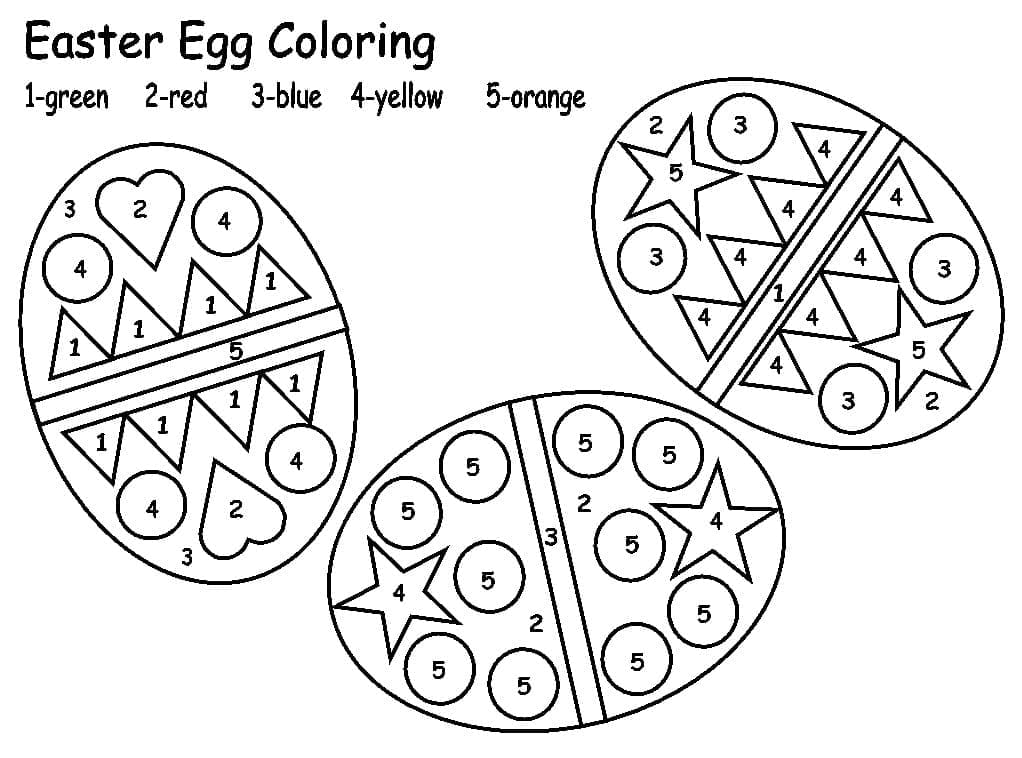 Printable Cute Easter Eggs Paint by Number