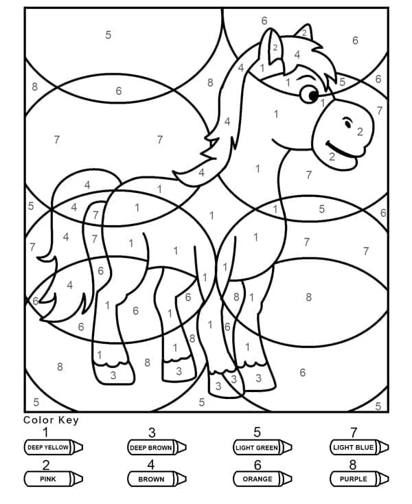 Printable Cute Horse Paint by Number