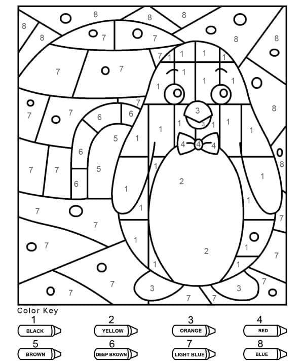 Printable Cute Penguin Paint by Number
