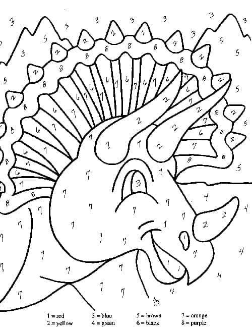 Printable Cute Triceratops Paint by Number