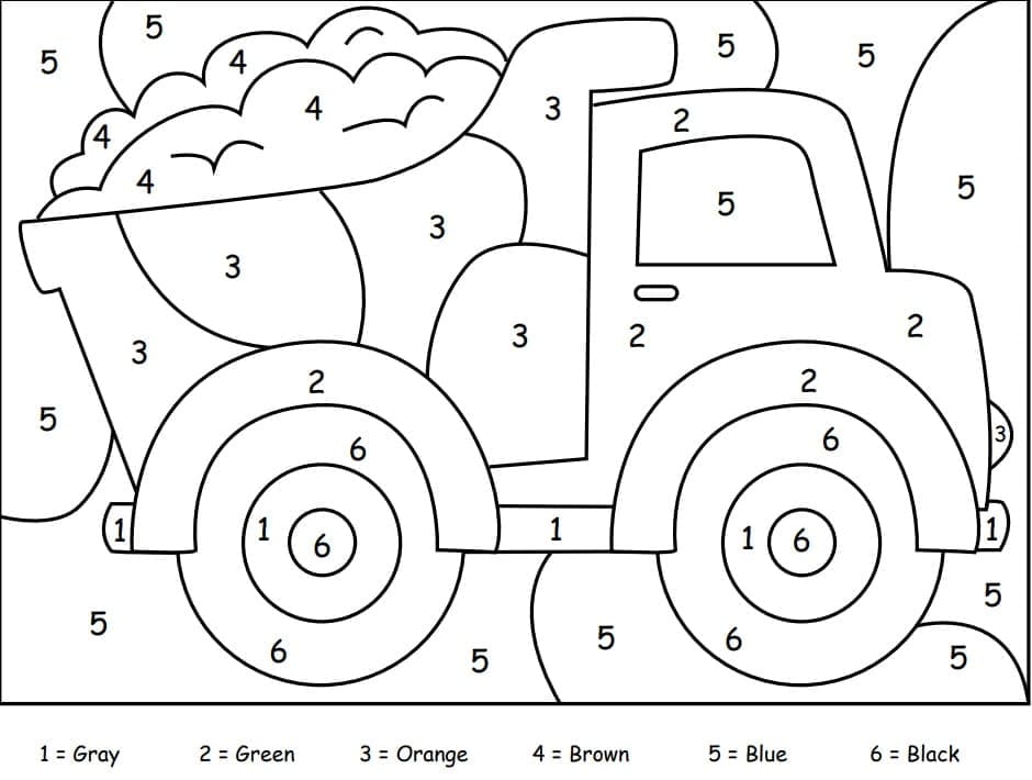 Printable Cute Truck Paint by Number