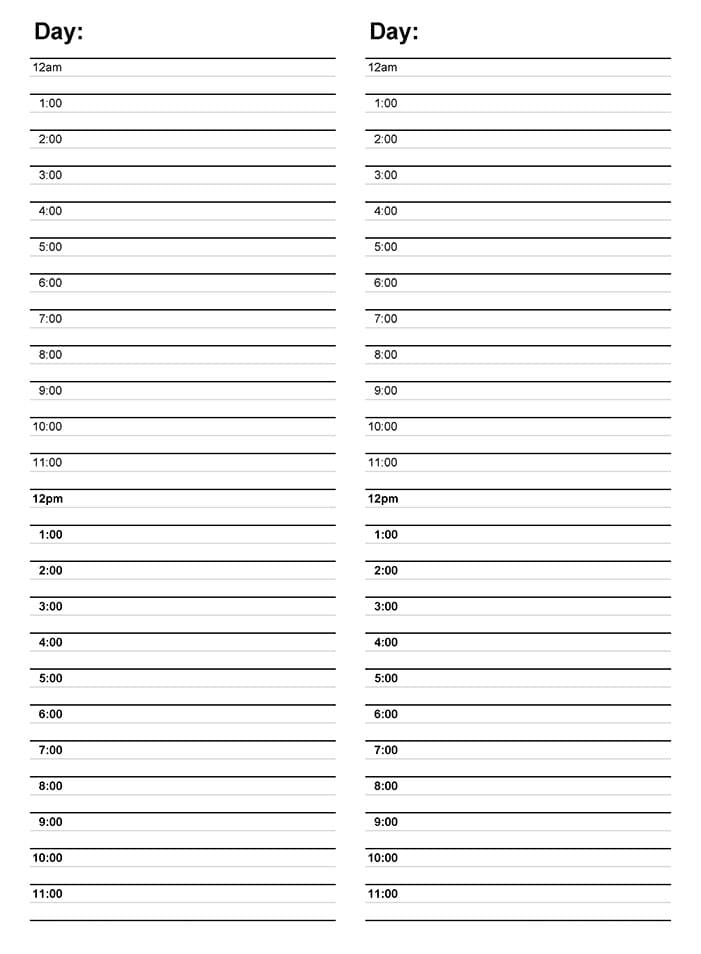 Printable Daily Planner By Hour