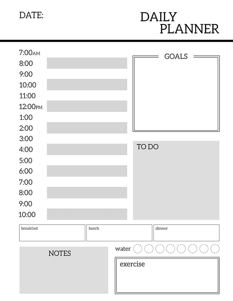 Printable Daily Planner For Students