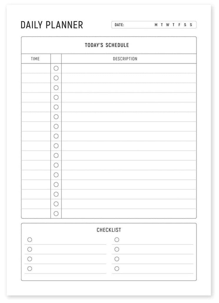 Printable Daily Planner Notepad