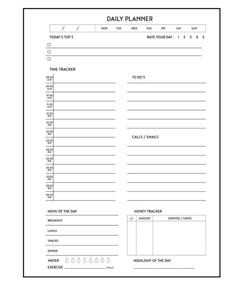 Printable Daily Planner Papier