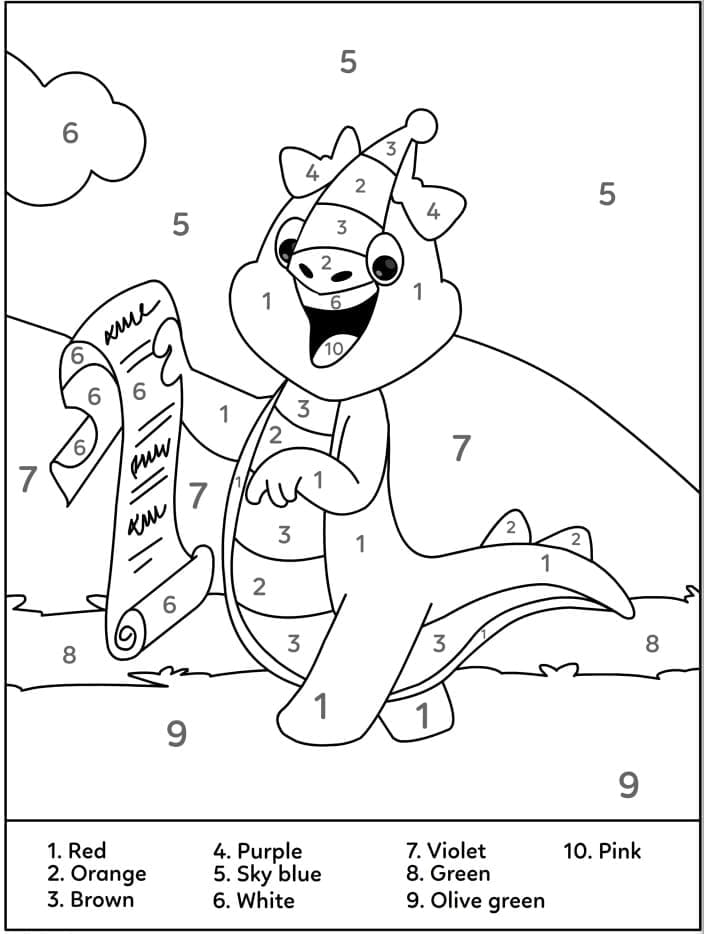 Printable Dinosaur Laughing Paint by Number