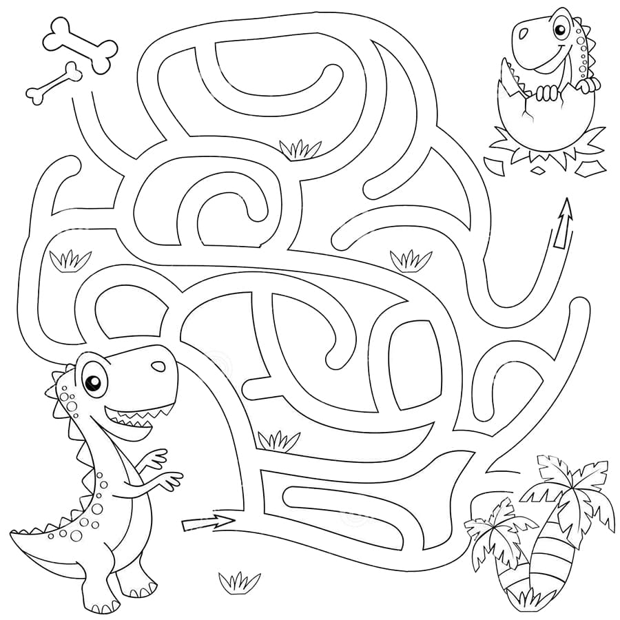 Printable Dinosaur Maze Kid