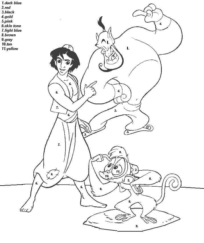 Printable Disney Aladdin Paint by Number
