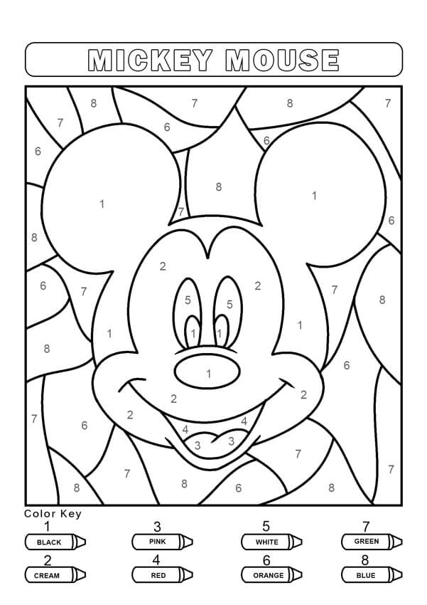 Printable Disney Mickey Paint by Number