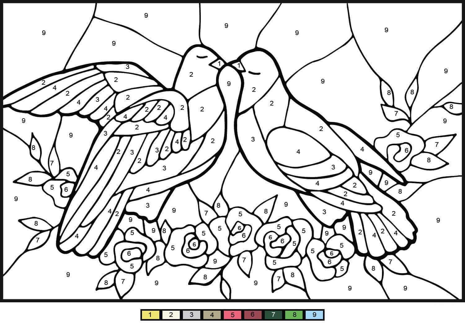 Printable Doves Paint by Number