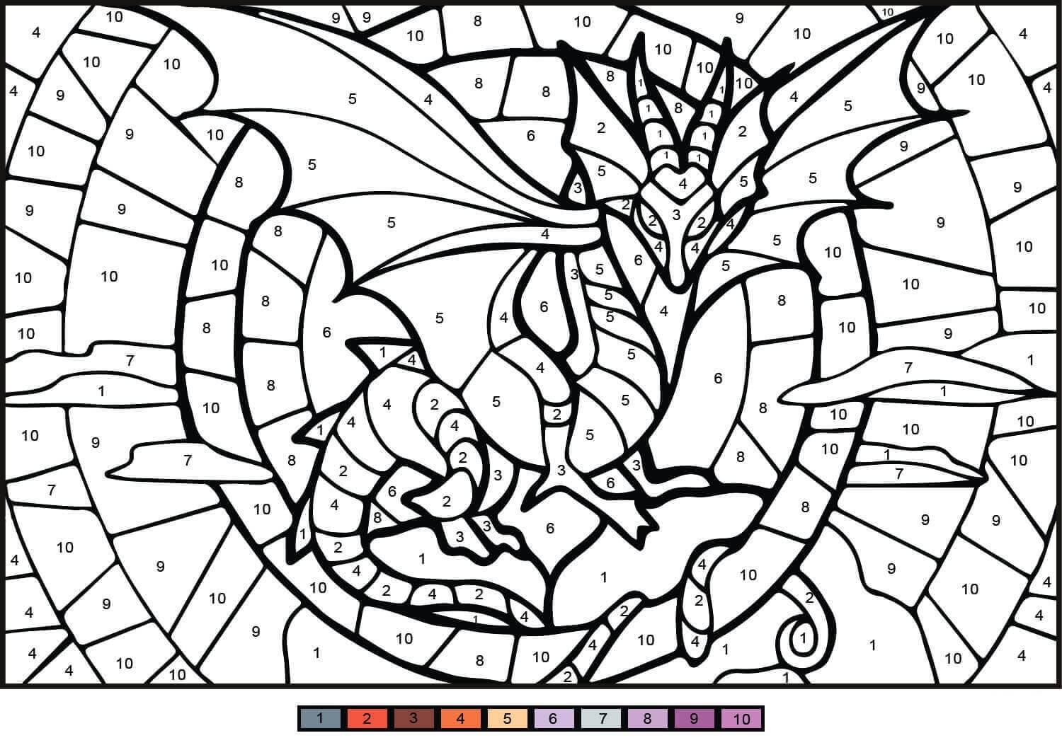 Printable Dragon Paint by Number