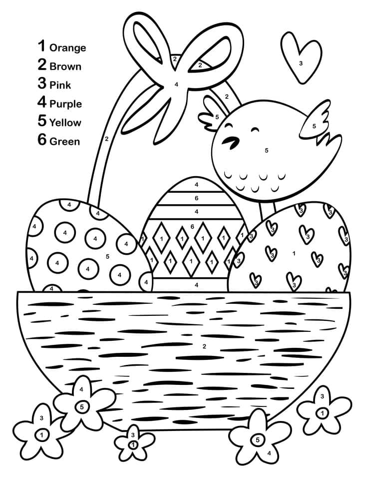 Printable Easter Basket and Chick Paint by Number
