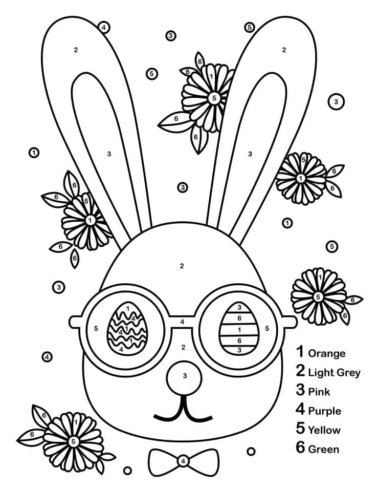 Printable Easter Bunny Paint by Number