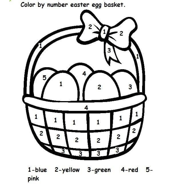 Printable Easter Eggs Basket Paint by Number