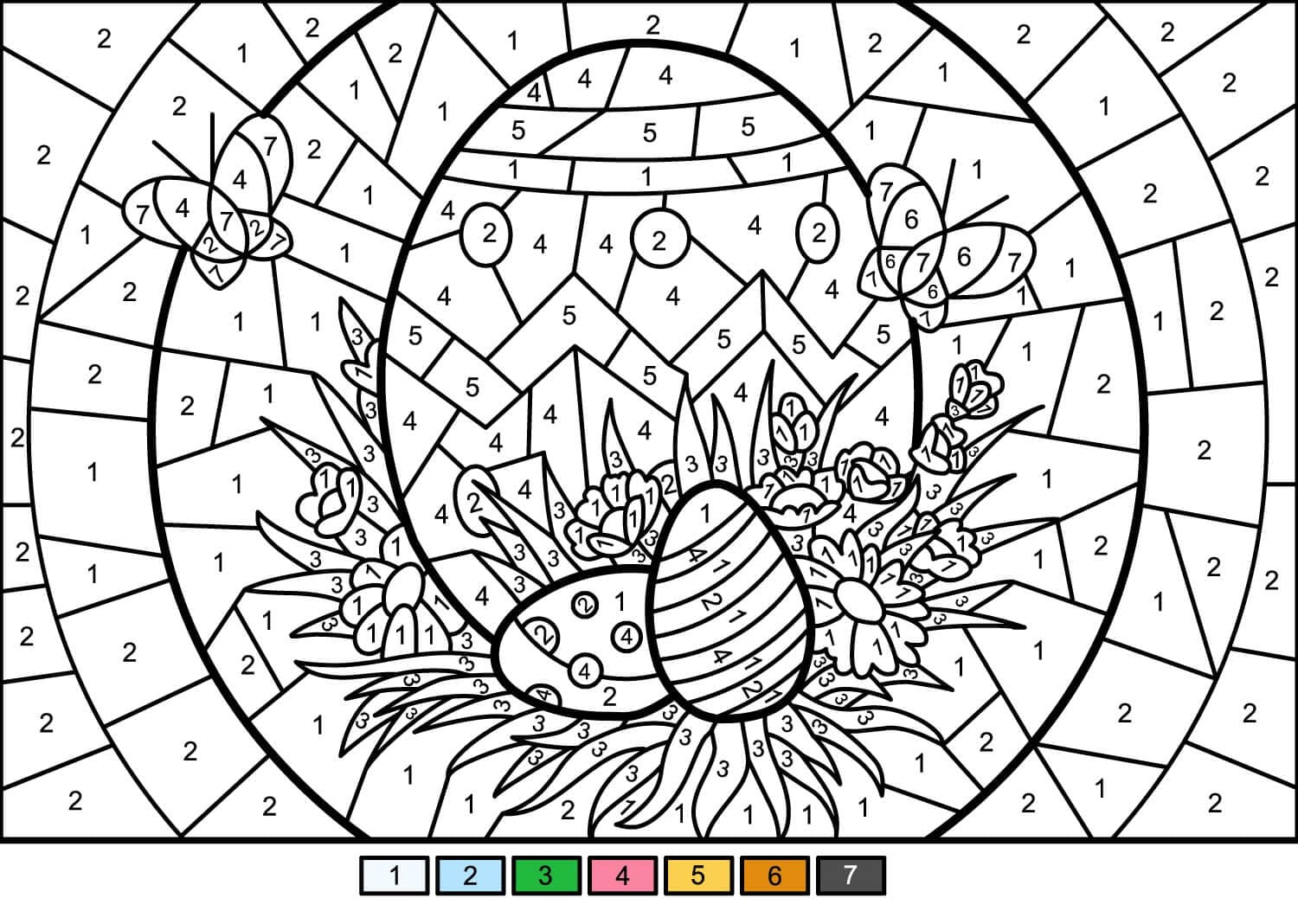 Printable Easter Eggs Paint by Number