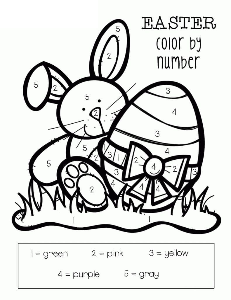 Printable Easter Rabbit and Egg Paint by Number