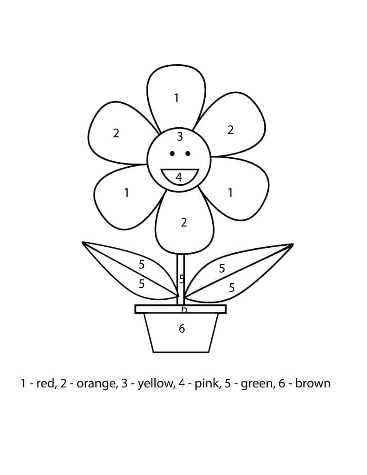 Printable Easy Flower Paint by Number