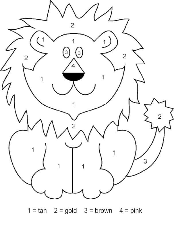 Printable Easy Lion Paint by Number