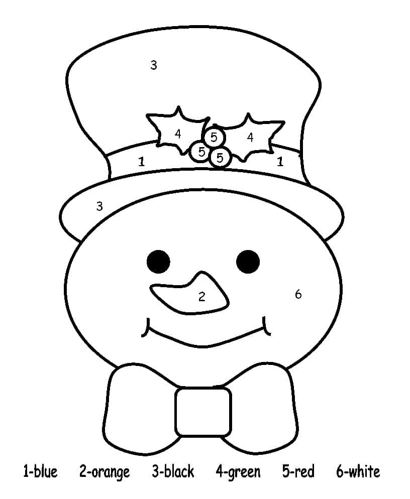 Printable Easy Snowman Paint by Number