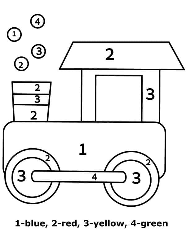 Printable Easy Train Paint by Number