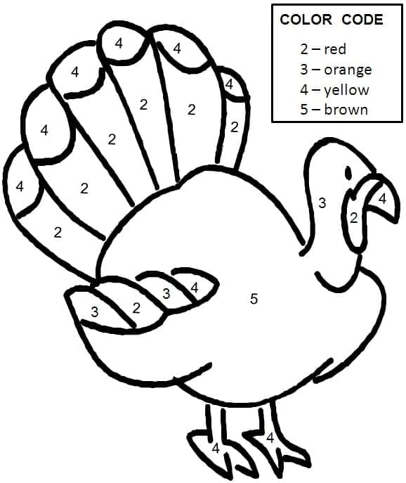 Printable Easy Turkey Paint by Number