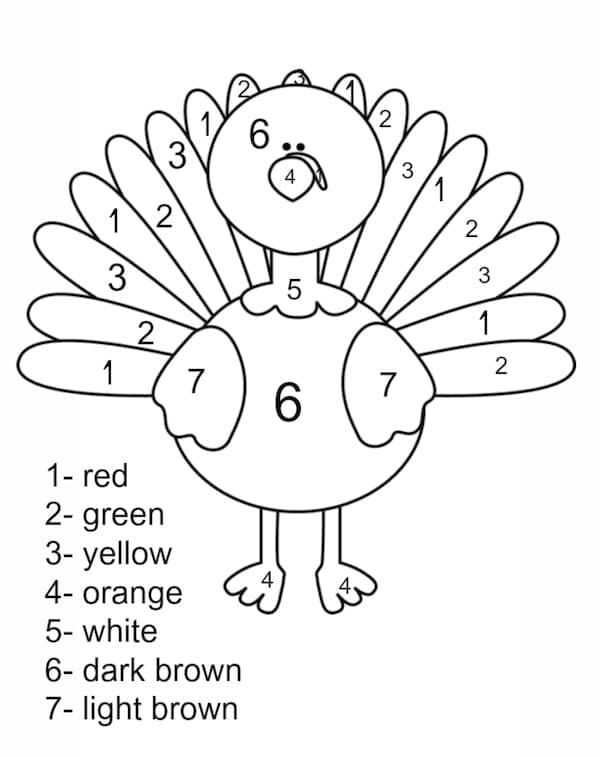 Printable Easy Turkey Thanksgiving Paint by Number