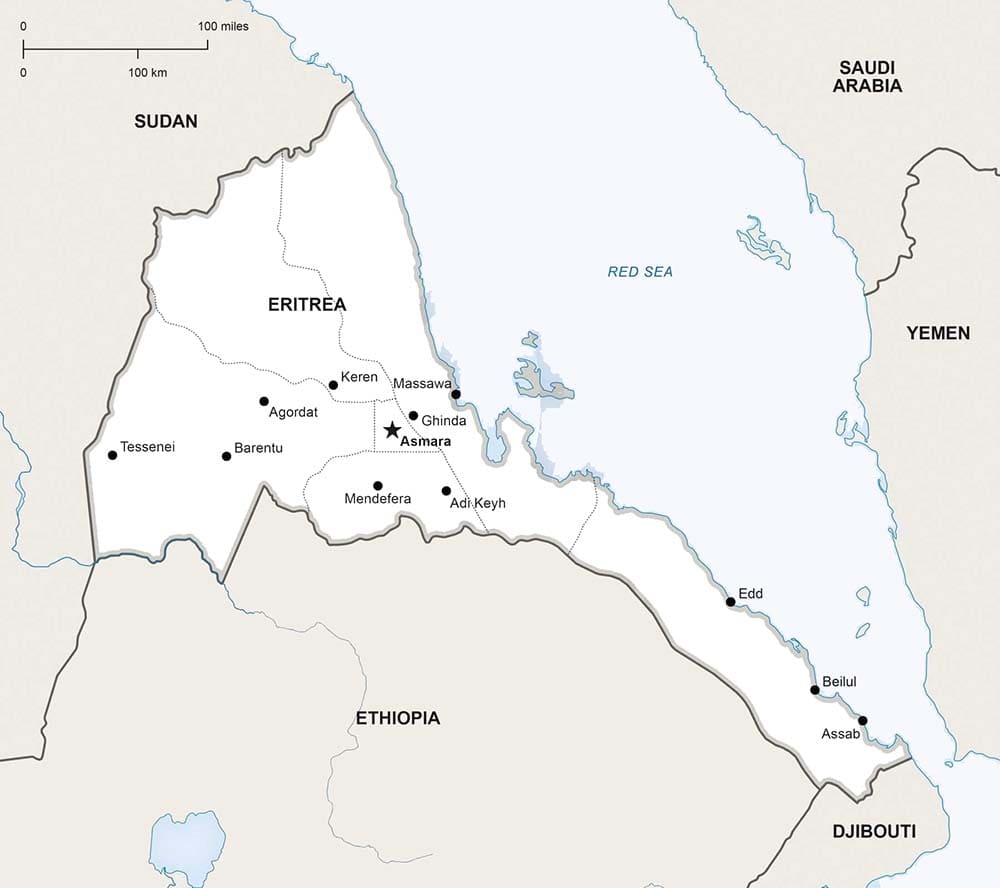 Printable Eritrea Political Map