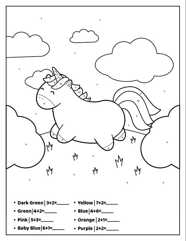 Printable Fat Unicorn Paint By Number