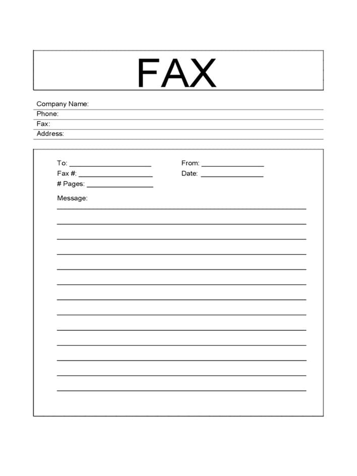 Printable Fax Cover Sheet Business