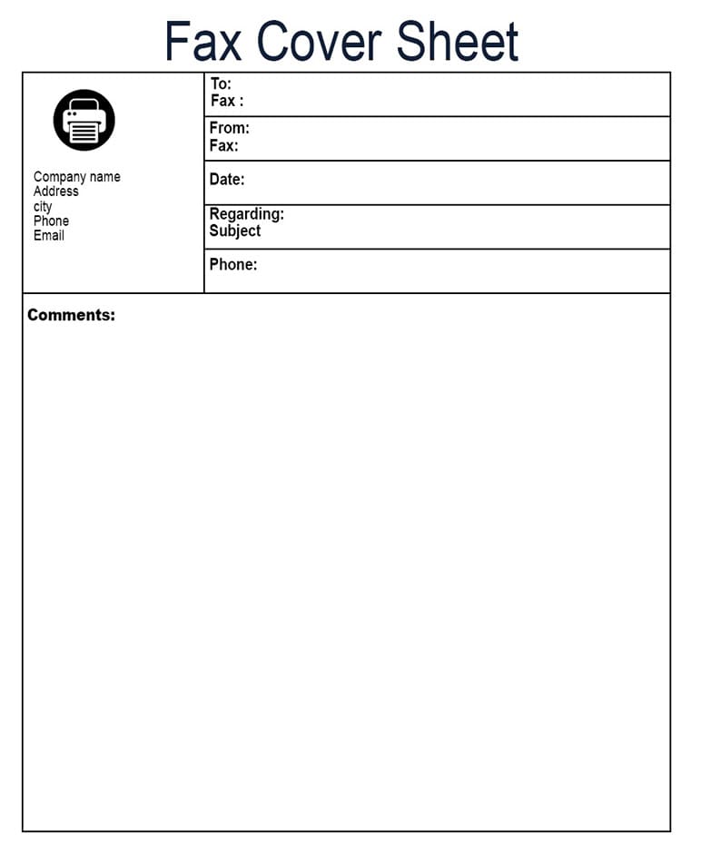 Printable Fax Cover Sheet Fillable