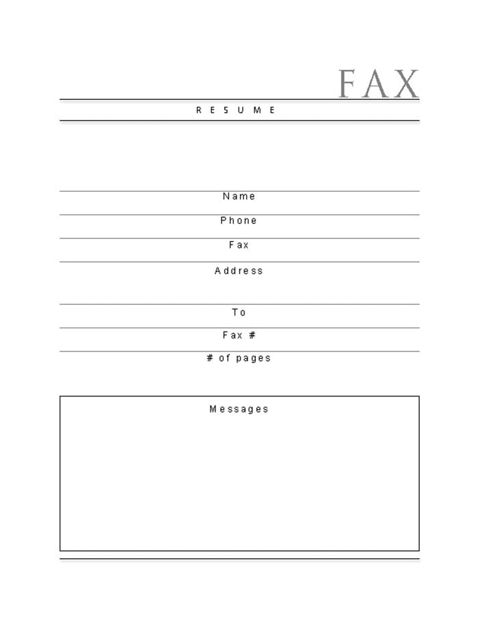 Printable Fax Cover Sheet For Resume