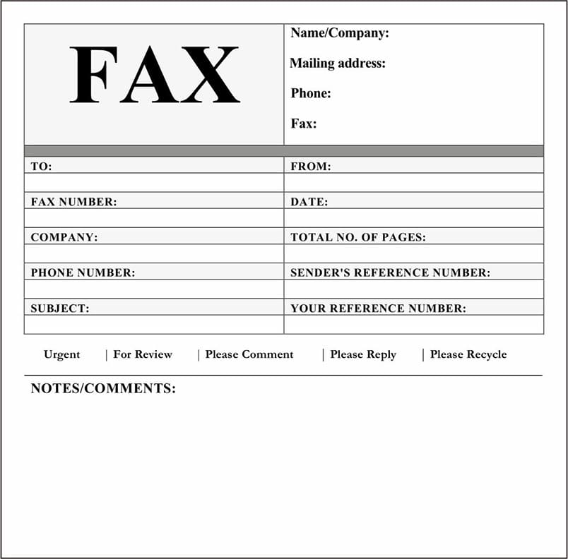 Printable Fax Cover Sheet Format