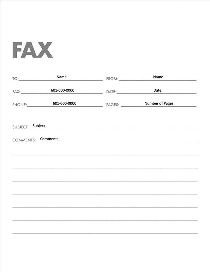 Printable Fax Cover Sheet Information