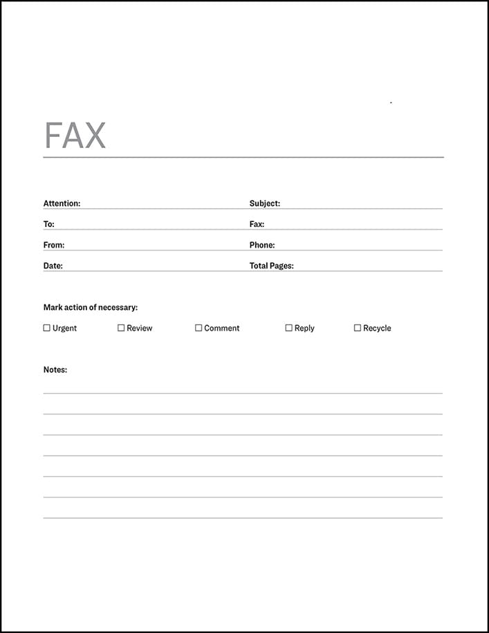 Printable Fax Cover Sheet Layout