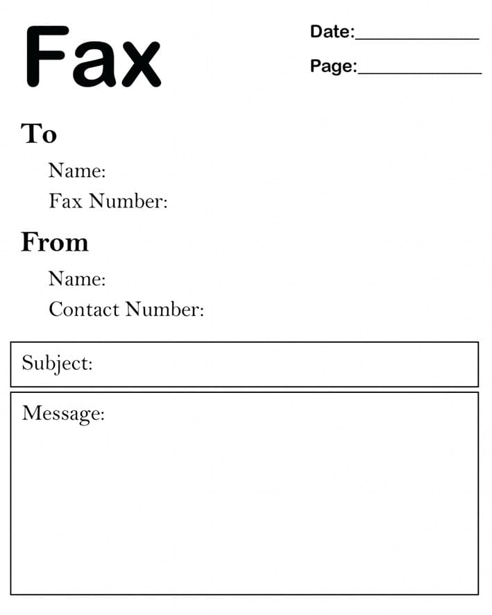 Printable Fax Cover Sheet On Word