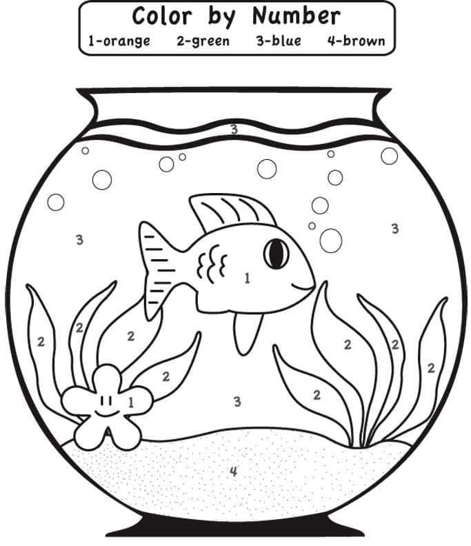 Printable Fish in Tank Paint By Number
