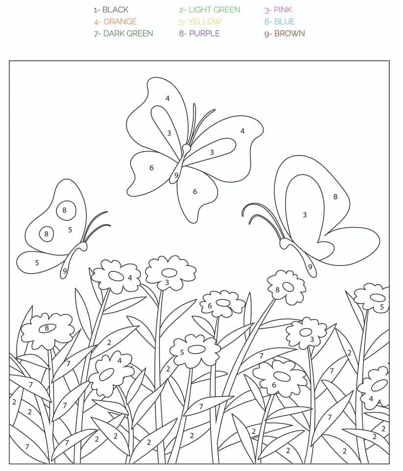 Printable Flowers Garden Paint by Number