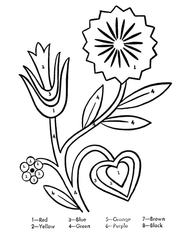 Printable Flowers Paint By Number