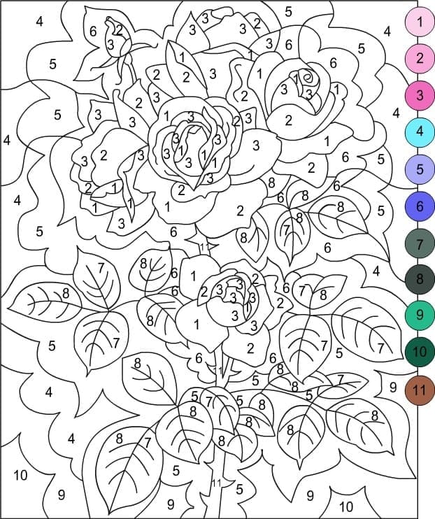Printable Flowers Paint by Numbers for Adult
