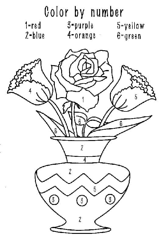 Printable Flowers Vase Paint by Number