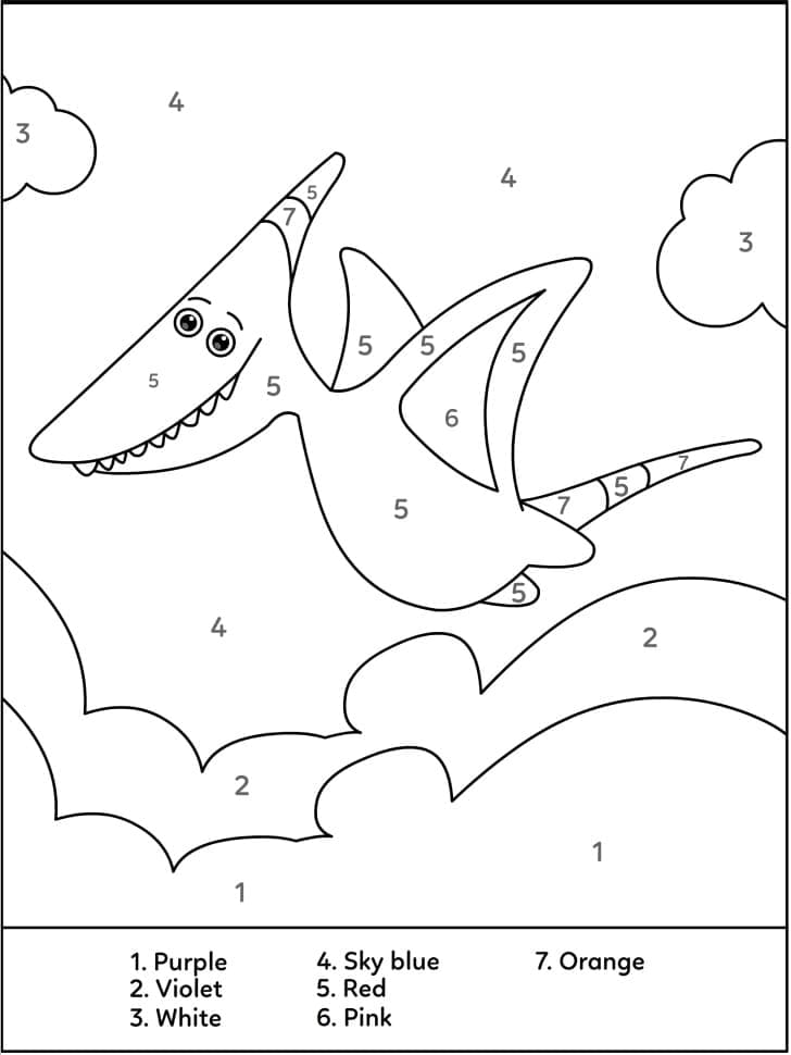 Printable Flying Dinosaur Paint by Number